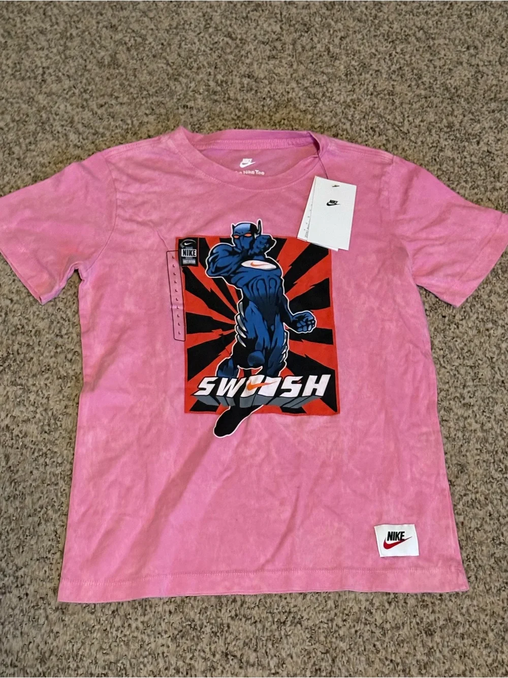 Nike Kids' Pink 'Swoosh' Graphic T‑Shirt